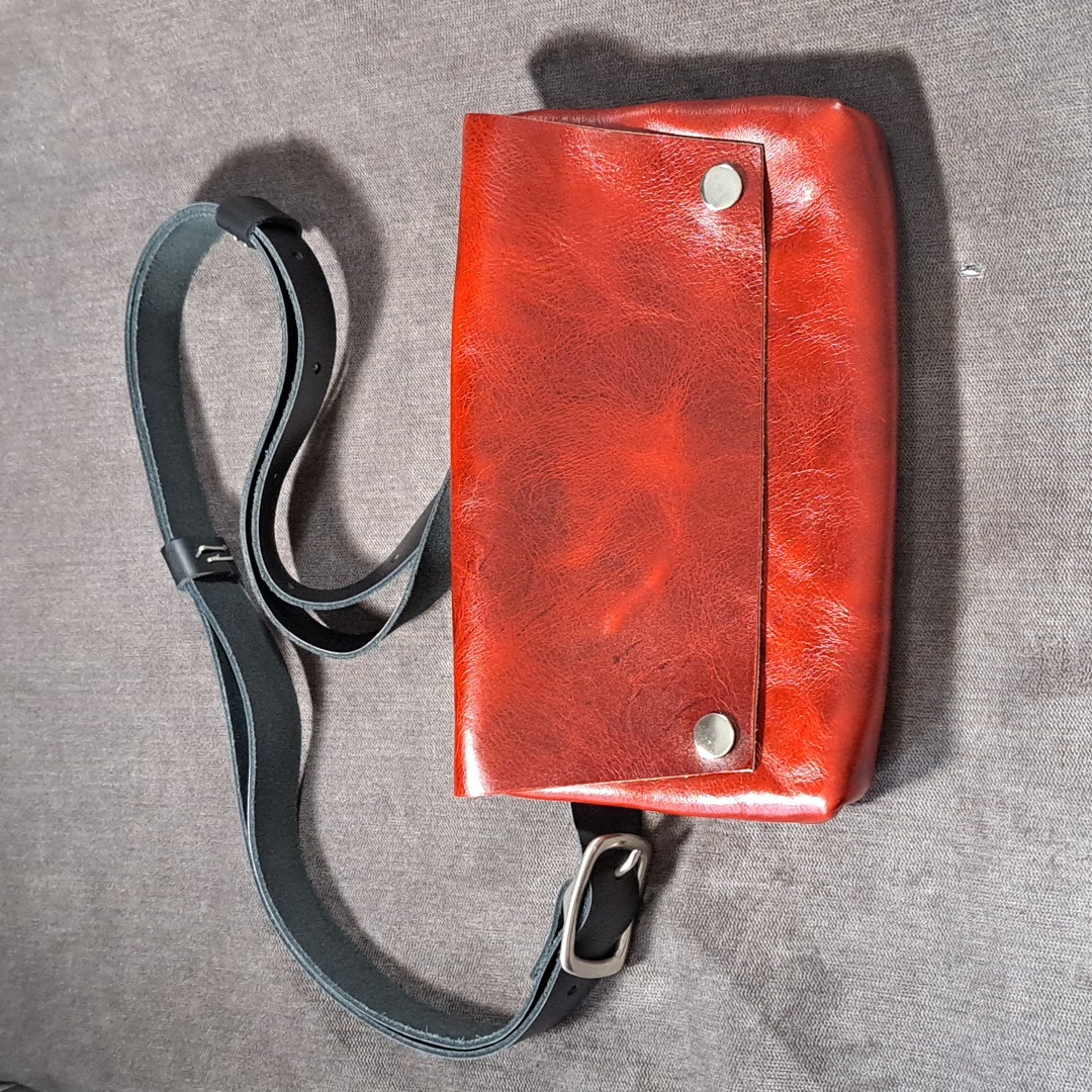 Pip Robins Accessories Red Leather Luna Bag Extra Long Black Strap + Free Bonus